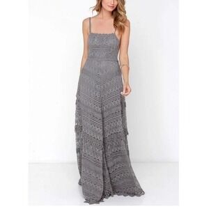 Lulu's Charcoal Lace Maxi Dress